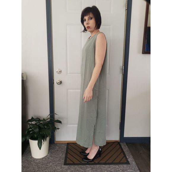 90s Sag Harbir Sage Green Maxi Dress with Shirt - Picture 4 of 6
